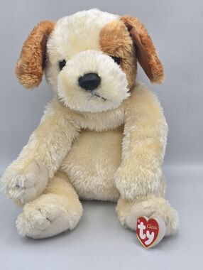 Ty Classic Scraps Cream Brown Patch Dog Soft Plush Toy 15" 2001